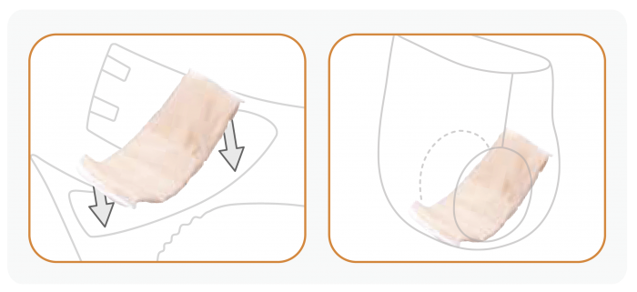 illustration depicting how to place booster pad