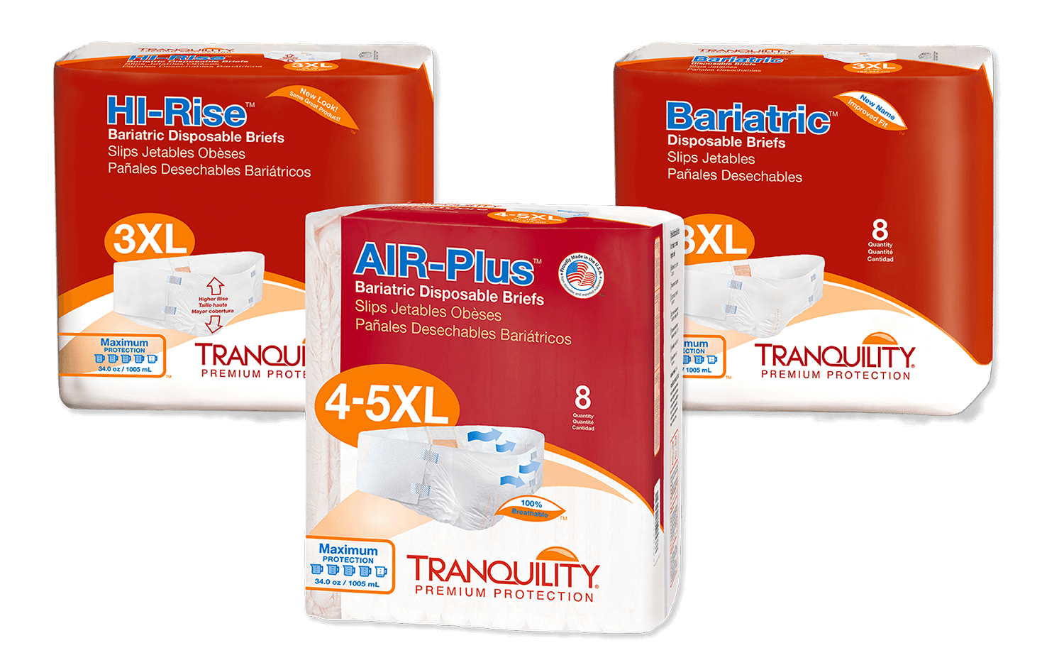 Tranquility Air-Plus Bariatric Disposable Diaper Briefs, Heavy