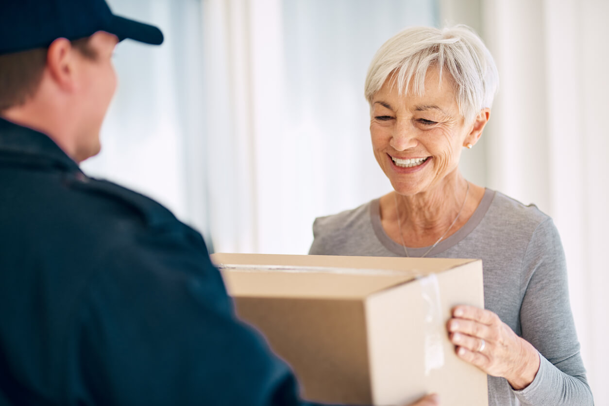 woman receiving package