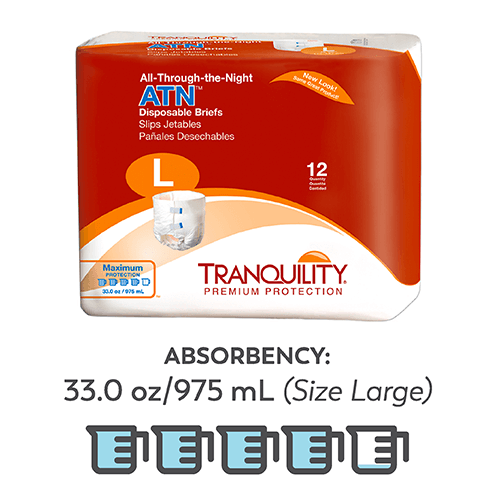 Adult diapers for incontinence  Tranquility SmartCore Briefs