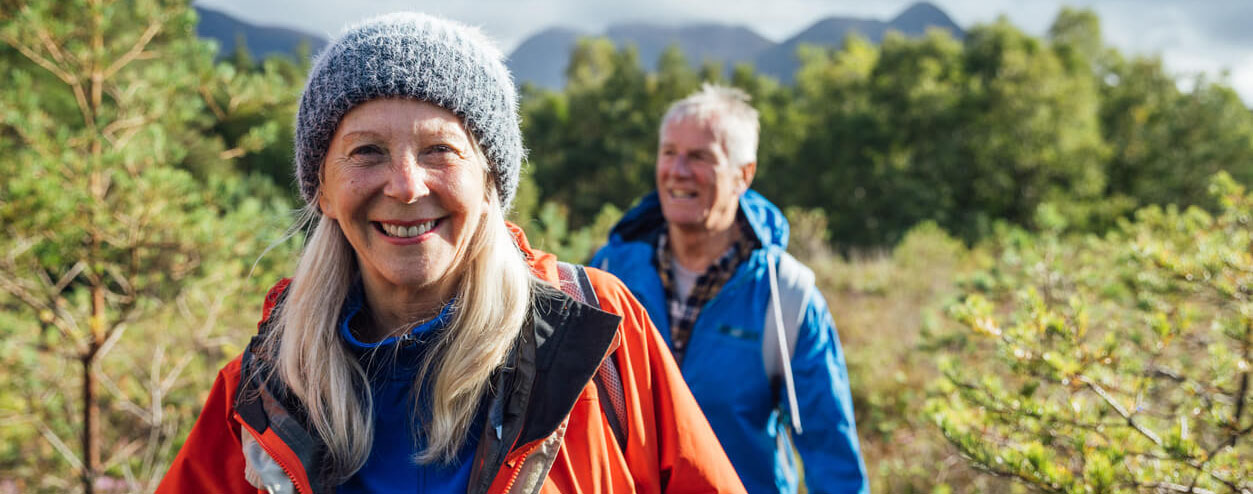 senior adults hiking